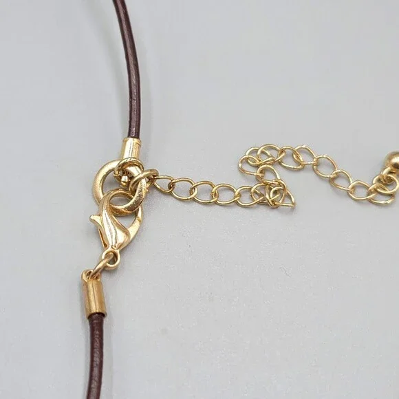 Bib Necklace Gold tone Statement Black Cord 18" - Picture 8 of 8